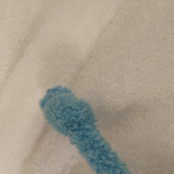 Vintage 70s Soft Terry Robe Long Wrap Authentic Seventies White w Cerulean Blue - Picture 11 of 11